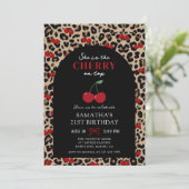 Leopard Cheetah Cherry On Top Birthday Invitation 招待状 (スタンド正面)