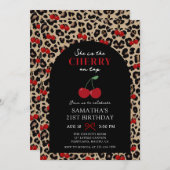 Leopard Cheetah Cherry On Top Birthday Invitation 招待状 (正面/裏面)