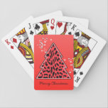 Leopard cheetah Christmas Tree Playing Cards トランプ<br><div class="desc">Lovely,  bright,  modern pattern with animal print christmas tree in red and stars. Cute,  girly,  and trendy Christmas gift. Personalize it with your own text/ message/ name.</div>