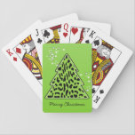 Leopard cheetah Christmas Tree Playing Cards トランプ<br><div class="desc">Lovely,  bright,  modern pattern with animal print christmas tree in green and stars. Cute,  girly,  and trendy Christmas gift. Personalize it with your own text/ message/ name.</div>