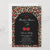 Leopard Cheetah Coquette Cherry Bridal Shower 招待状 (正面)