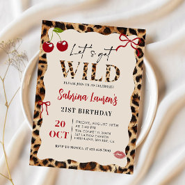 Leopard Cheetah Let’s Get Wild Birthday Invitation 招待状