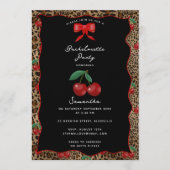 Leopard Cheetah Print Cherry Cocktail Bachelorette 招待状 (正面)