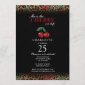 Leopard Cheetah Print Cherry On Top Birthday 招待状 (正面)