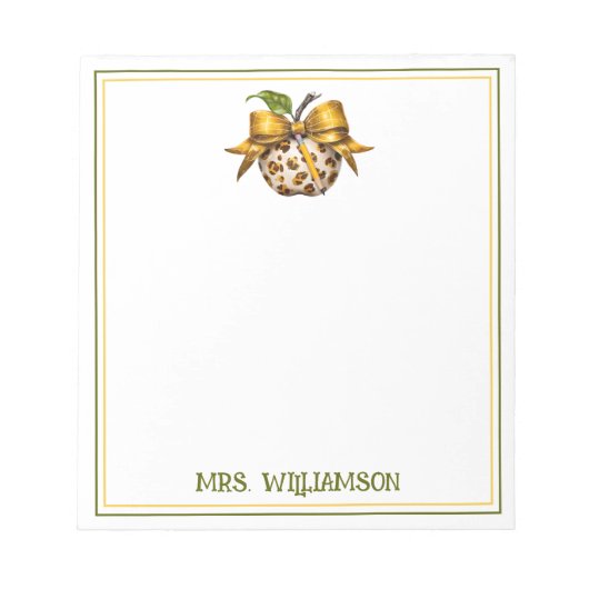 Leopard Cheetah Print Teacher's Apple ノートパッド (正面)