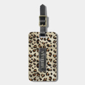 Leopard Cheetah Print With Black Faux Foil And Nam ラゲッジタグ (正面縦)