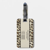 Leopard Cheetah Print With Black Faux Foil And Nam ラゲッジタグ (裏面縦)