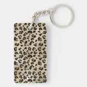 Leopard Cheetah Print With Black Faux Foil Texture キーホルダー (裏面)
