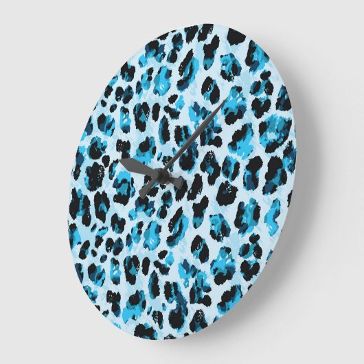Leopard Cheetah Skin:水彩ヴィンテージ絞り染め ラージ壁時計 (傾斜)