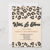 Leopard Cheetah Wild & 3歳の誕生日パーティー 招待状 (正面)