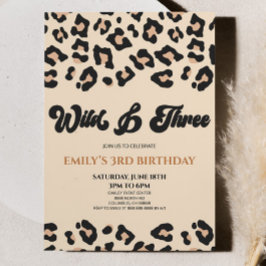 Leopard Cheetah Wild & 3歳の誕生日パーティー 招待状