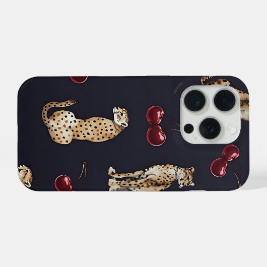 Leopard Cherry Phone Case iPhoneケース (裏面横)