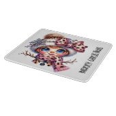Leopard Chic Christmas Snowman カッティングボード (角)