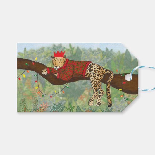 Leopard Christmasギフトタグ ギフトタグ (正面(横))
