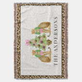 Leopard Christmas スローブランケット (正面縦)