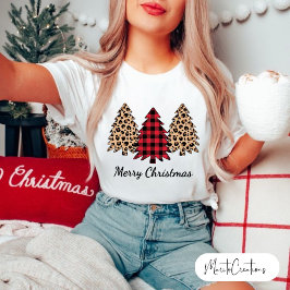 Leopard Christmas, Christmas family, Leopard Print Tシャツ