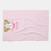 Leopard Christmas Crest Monogram With Name キッチンタオル (横)