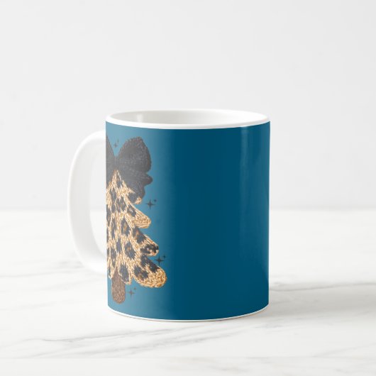 Leopard Christmas Tree,christmas Coquette Bow Yarn コーヒーマグカップ (正面左)