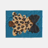 Leopard Christmas Tree,christmas Coquette Bow Yarn フリースブランケット (正面(横))