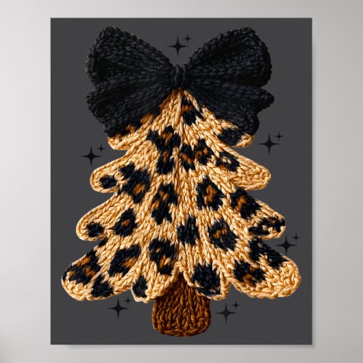 Leopard Christmas Tree,christmas Coquette Bow Yarn ポスター (正面)