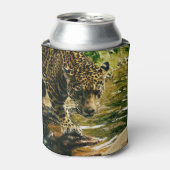 Leopard Crossing a Streamの写真 缶クーラー (缶正面)