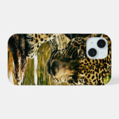 Leopard Crossing a Stream iPhone 15ケース (裏面横)