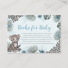 Leopard Cub Blue Safari Baby Shower Books for Baby エンクロージャーカード