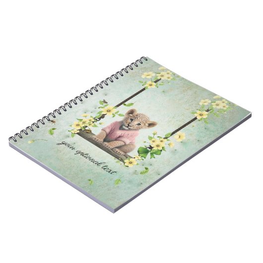 Leopard Cub on Swing Spiral Photo Notebook ノートブック (左側)