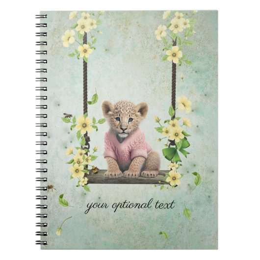 Leopard Cub on Swing Spiral Photo Notebook ノートブック (正面)