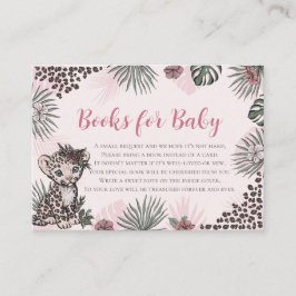 Leopard Cub Pink Safari Baby Shower Books for Baby エンクロージャーカード