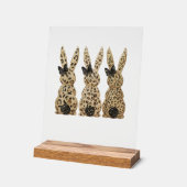Leopard Cute Bunny Bow Funny Christian Easter Day  アクリルサイン (傾斜)