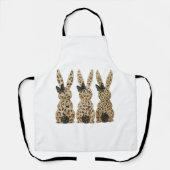 Leopard Cute Bunny Bow Funny Christian Easter Day  エプロン (正面)