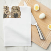 Leopard Cute Bunny Bow Funny Christian Easter Day  キッチンタオル (四つ折り)