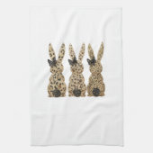 Leopard Cute Bunny Bow Funny Christian Easter Day  キッチンタオル (縦)