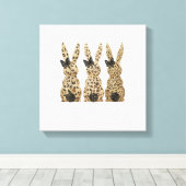 Leopard Cute Bunny Bow Funny Christian Easter Day  キャンバスプリント (インサイチュ (ウッドフロア))