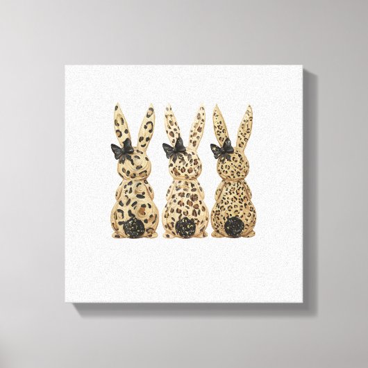 Leopard Cute Bunny Bow Funny Christian Easter Day  キャンバスプリント (正面)