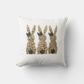 Leopard Cute Bunny Bow Funny Christian Easter Day  クッション (正面)