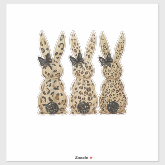 Leopard Cute Bunny Bow Funny Christian Easter Day  シール (シート)
