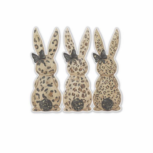 Leopard Cute Bunny Bow Funny Christian Easter Day  シール (正面)