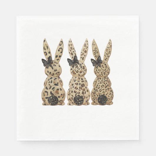 Leopard Cute Bunny Bow Funny Christian Easter Day  スタンダードランチョンナプキン (正面)