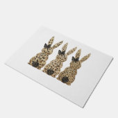 Leopard Cute Bunny Bow Funny Christian Easter Day  ドアマット (アングル)