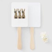 Leopard Cute Bunny Bow Funny Christian Easter Day  ハンドファン (正面&裏面)