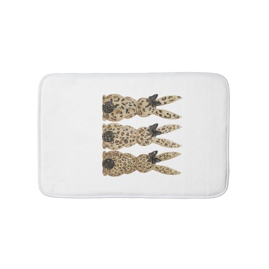 Leopard Cute Bunny Bow Funny Christian Easter Day  バスマット (正面)