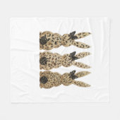 Leopard Cute Bunny Bow Funny Christian Easter Day  フリースブランケット (正面(横))