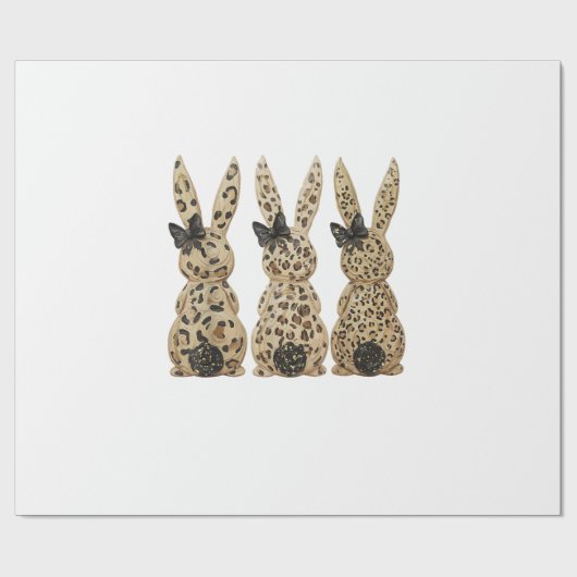 Leopard Cute Bunny Bow Funny Christian Easter Day  ラッピングペーパー (フラット)