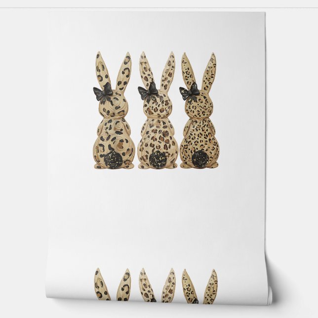 Leopard Cute Bunny Bow Funny Christian Easter Day  壁紙 (ほどく)