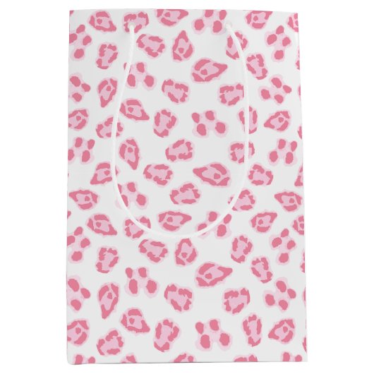 Leopard Dot in Pink ミディアムペーパーバッグ (正面)