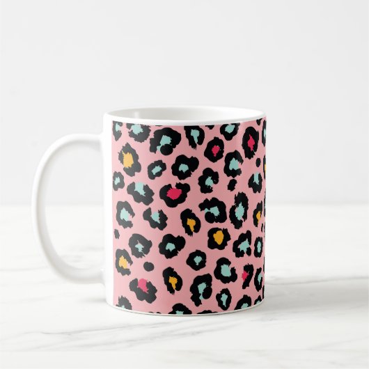 Leopard Exotic:シームカラフルレスおもしろい。 コーヒーマグカップ (左)