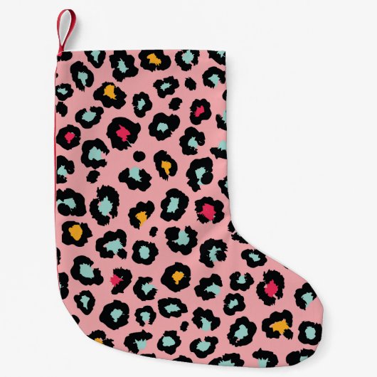 Leopard Exotic:シームカラフルレスおもしろい。 スモールクリスマスストッキング (正面)