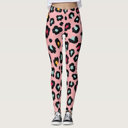 Leopard Exotic：シームカラフルレスおもしろい。 レギンス (正面)
